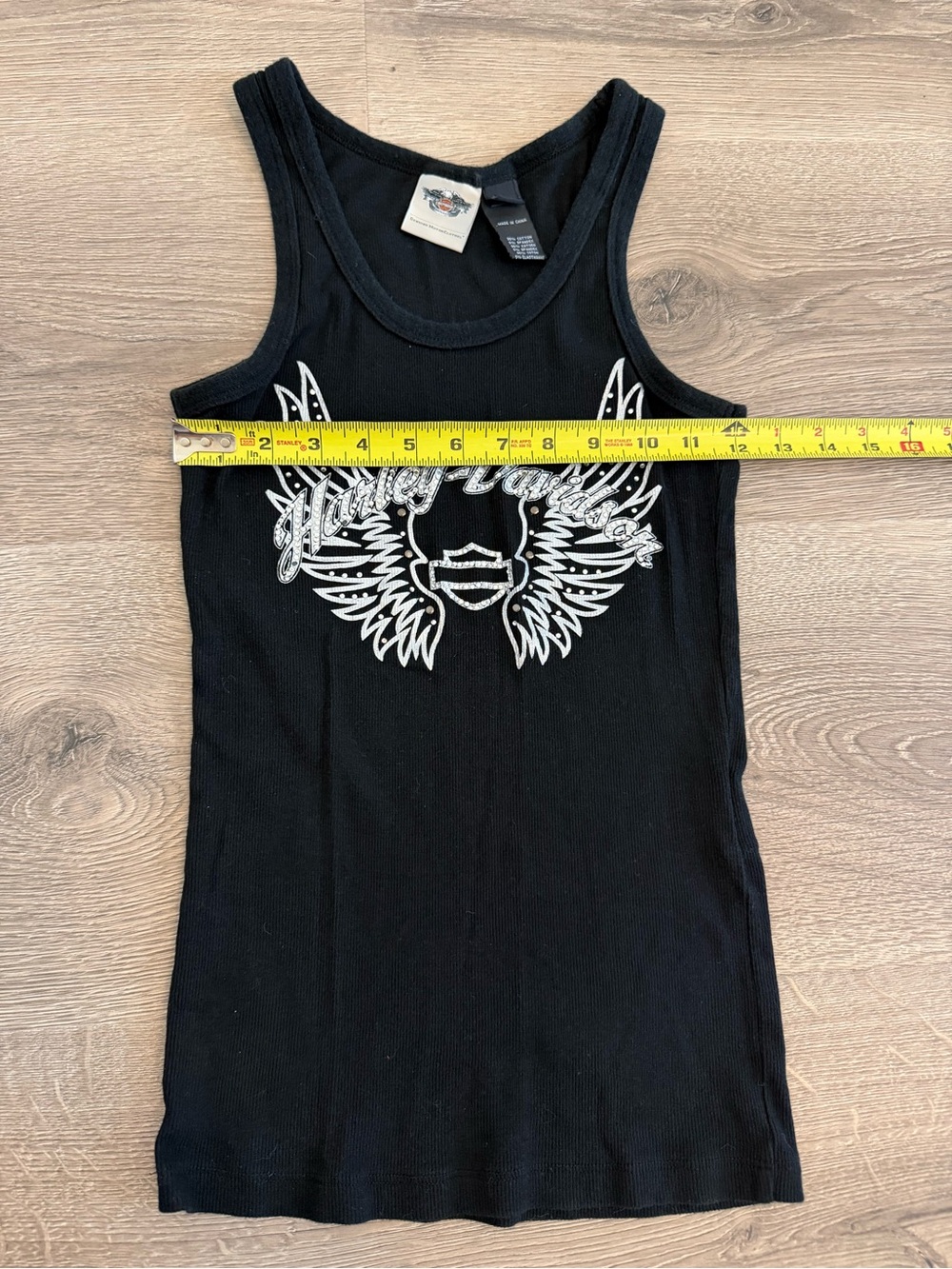 Harley-Davidson Black Ribbed Rhinestone Tank Top S - Picture 7 of 10